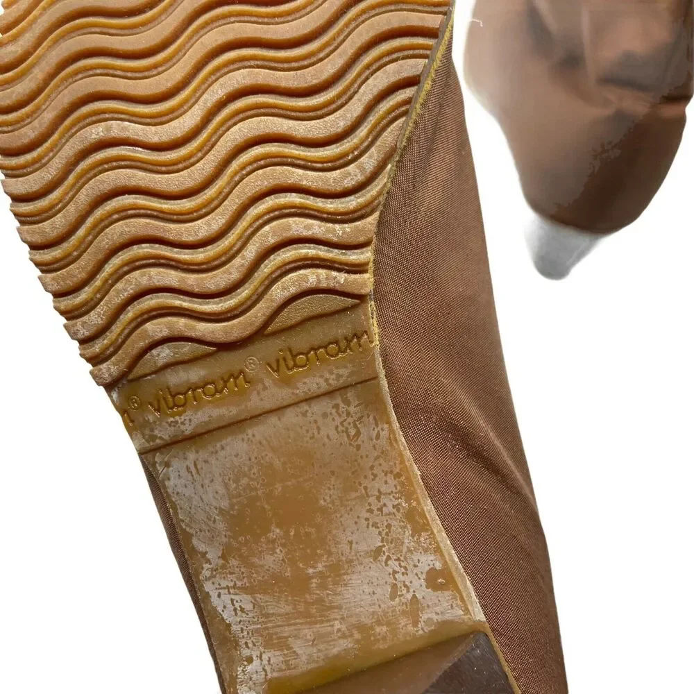 Rain Boots Vintage Golo Women's Brown Nylon Round Toe Block Heel size 6 N NWOB